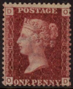 SG.43 1d rose red. corner letters 'OD' Plate 84  mint Original Gum