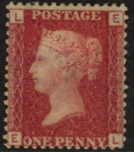 SG.43 1d rose red. corner letters 'EL' Plate 90  mint Original Gum
