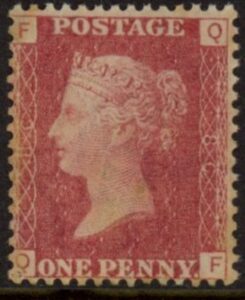 SG.43 1d rose red. corner letters 'QF' Plate 86  mint Original Gum
