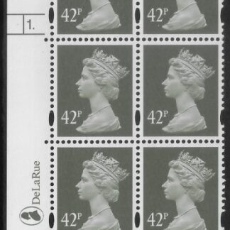 Y1715 (U395)  42p deep olive-grey  2B  DLR.  Cyl.1 phos 47 dot. blue fluor U/M (MNH)