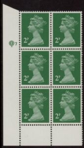 X1000 (UG4B) Questa 2p TI Perf 14x14 emerald green. FCP Cyld. Q7 U/M (MNH)