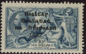 1922 Ireland  SG.21  10/- dull grey-blue 4 line overprint in black by Dollard. U/M (MNH)