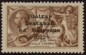1922 Ireland SG.17 2/6d sepia-brown 4 line overprint in black by Dollard. U/M (MNH)