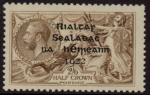 1922 Ireland  SG.44  2/6d sepia-brown  4 line overprint in black by Thom. M/M