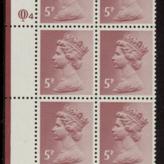 X1004 (UG17B)  Questa 5p claret Perf 14 . FCP Cyld. Q4 perf U/M (MNH)