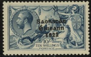 1922 Ireland KGV. SG66 10/- dull Grey Blue mounted mint