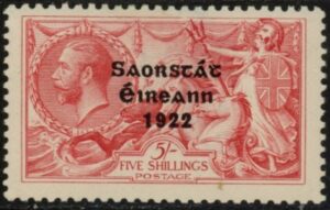 1922 Ireland KGV. SG65  5/- rose-carmine. mounted mint.