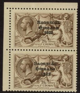 1927 Ireland KGV. SG83a  2/6d wide & narrow date pair. U/M (MNH)
