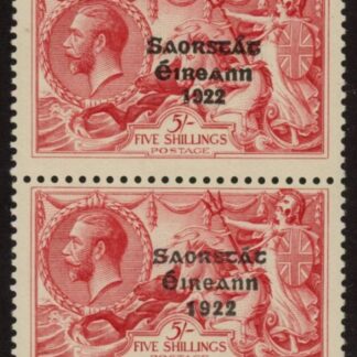 1927 Ireland KGV. SG84a  5/- wide & narrow date pair. U/M (MNH)