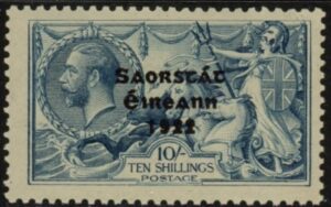1928 Ireland KGV. SG88 10/- dull grey-blue. mounted mint.