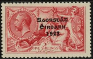 1928 Ireland KGV. SG87 5/- rose-carmine. mounted mint.