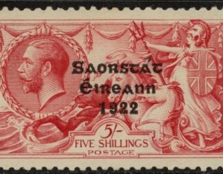 1927  Ireland KGV. SG87a  5/- rose-carmine. Circumflex accent over 'A' mounted mint.