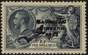 1935 Ireland KGV. SG.101 10/- Indigo re - engraved lightly mounted mint.