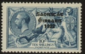1925 Ireland KGV. SG85 10/- narrow date. mounted mint.