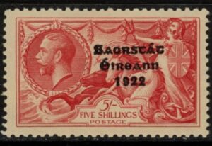 1934 Ireland SG.100 KGV 5/- bright rose-red. re-engraved. mounted mint.