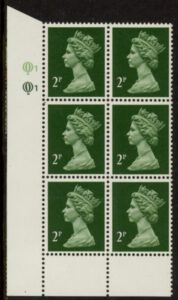 X1001 (UG7) Questa 2p TII bright green & deep green. Cyld. Q1 Q1 U/M (MNH)
