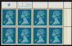 X996 (UG12)  Waddington 4p greenish blue Cyld. 2,1 phos 2 no dot.  U/M (MNH)