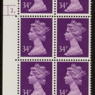 U342 (x987)  Harrison 34p deep mauve  phos.(ACP)   perf RE  Cyld. 2 dot  U/M (MNH)