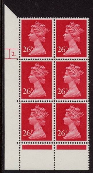 U297 (x971)  Harrison 26p rosineTI phos.(ACP)   perf RE  Cyld. 2 dot  U/M (MNH)