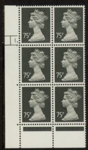 U472 (x994)  Harrison 75p grey-black (FCP) PVAD. cyld. 1 dot  U/M (MNH)