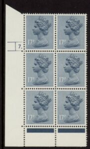 U246 (x952)  Harrison 17p grey blue (FCP) PVAD. cyld. 7 dot  U/M (MNH)