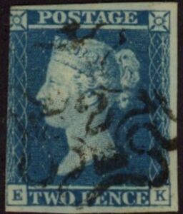 SG.14f  2d  blue Letters 'EK' 2 in MX fine used.