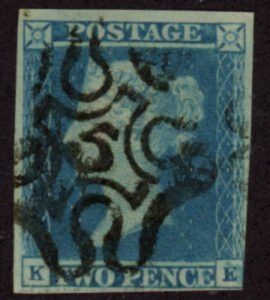 SG.14f  2d  blue Letters 'KE'  5 in MX fine used.