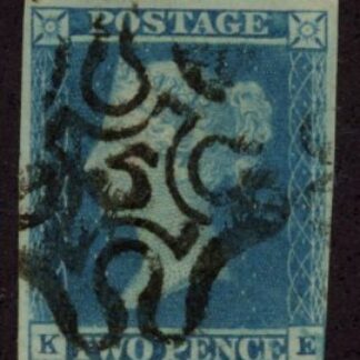 SG.14f  2d  blue Letters 'KE'  5 in MX fine used.