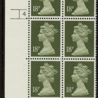 U256 (x955)  Harrison 18p dp. olive-grey (ACP) PVAD. cyld.4 no dot U/M (MNH)