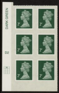 U2921 2p 2B deep green M12L cyld. D2 grid position R1 C2 DLR U/M (MNH)