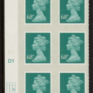 U2926  68p deep turquoise green  M11L  cyld. D1 grid position  R3 C3  DLR  U/M (MNH)
