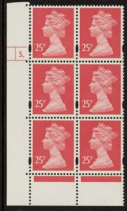 Y1689 (U289) 25p rose-red. phos.  Harrison Cyld. 5dot. U/M (MNH)