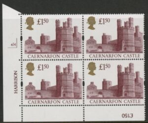 UK8 (SG.1612) £1.50  cylinder Block of 4 cylinder 4H  Harrison U/M (MNH)