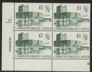 UK1 (SG.1410) £1 cylinder Block of 4 cylinder 1B Harrison U/M (MNH)