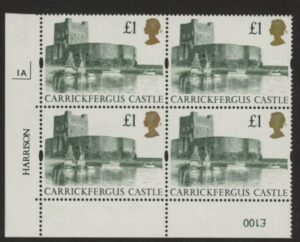 UK5 (SG.1611) £1  cylinder Block of 4 cylinder 1A Harrison  U/M (MNH)