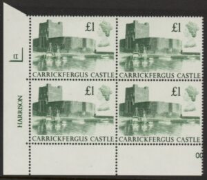 UK1 (SG.1410) £1 cylinder Block of 4 cylinder 1 I Harrison U/M (MNH)