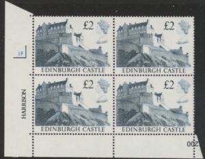 UK3 (SG.1412) £2 cylinder Block of 4 cylinder 1F Harrison U/M (MNH)