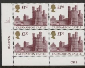 UK9 (SG.1612) £1.50  cylinder Block of 4 cylinder 4O Harrison PVA U/M (MNH)