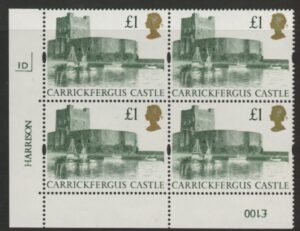 UK5 (SG.1611)  £1  cylinder Block of 4 cylinder 1D Harrison  U/M (MNH)