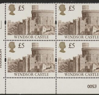 UK15 (SG.1614) £5  cylinder Block of 4 cylinder 4E PVAD Harrison  U/M (MNH)