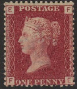 SG.43 1d rose red. corner letters 'FE' Plate 140 mint Original Gum
