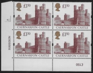 UK8 (SG.1612) £1.50  cylinder Block of 4 cylinder 4C  Harrison U/M (MNH)