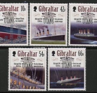 2012  Gibraltar SG.1439-43 Cent of Sinking of the Titanic set 5 values U/M (MNH)