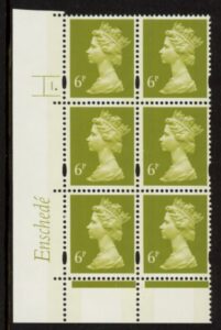 Y1671 (U147) 6p yellow olive 2B Enschedé Cyl.1 dot Perf RE2 yellow fluor PVA (bluish).U/M (MNH)