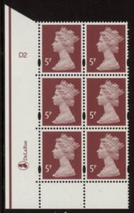 Y1670 (U140G) 5p dull red-brown 2B DLR Cyl. D2 no dot phos D1 no dot blue fluor PVA (cream).U/M (MNH)