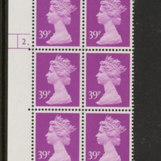 U377 (x991)  Harrison 39p bright mauve phos.(ACP)   perf RE  Cyld. 2 dot  U/M (MNH)