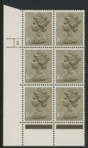 U240 (x949)  Harrison 16p olive drab phos.(ACP)   perf RE  Cyld. 3 dot  U/M (MNH)