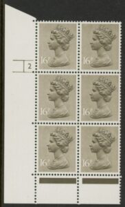 U240 (x949)  Harrison 16p olive drab phos.(ACP)   perf RE  Cyld. 2 no dot  U/M (MNH)