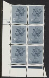 U247 (x952)  Harrison 17p grey-blue phos.(ACP)   perf RE  Cyld. 10 dot  U/M (MNH)