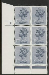 U247 (x952)  Harrison 17p grey-blue phos.(ACP)   perf RE  Cyld. 11 no dot  U/M (MNH)